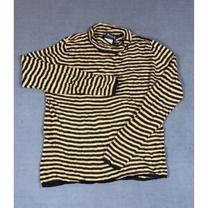 Sag Harbor Petite Sweater Women Medium Tan Black Striped MockNeck Knit Australia